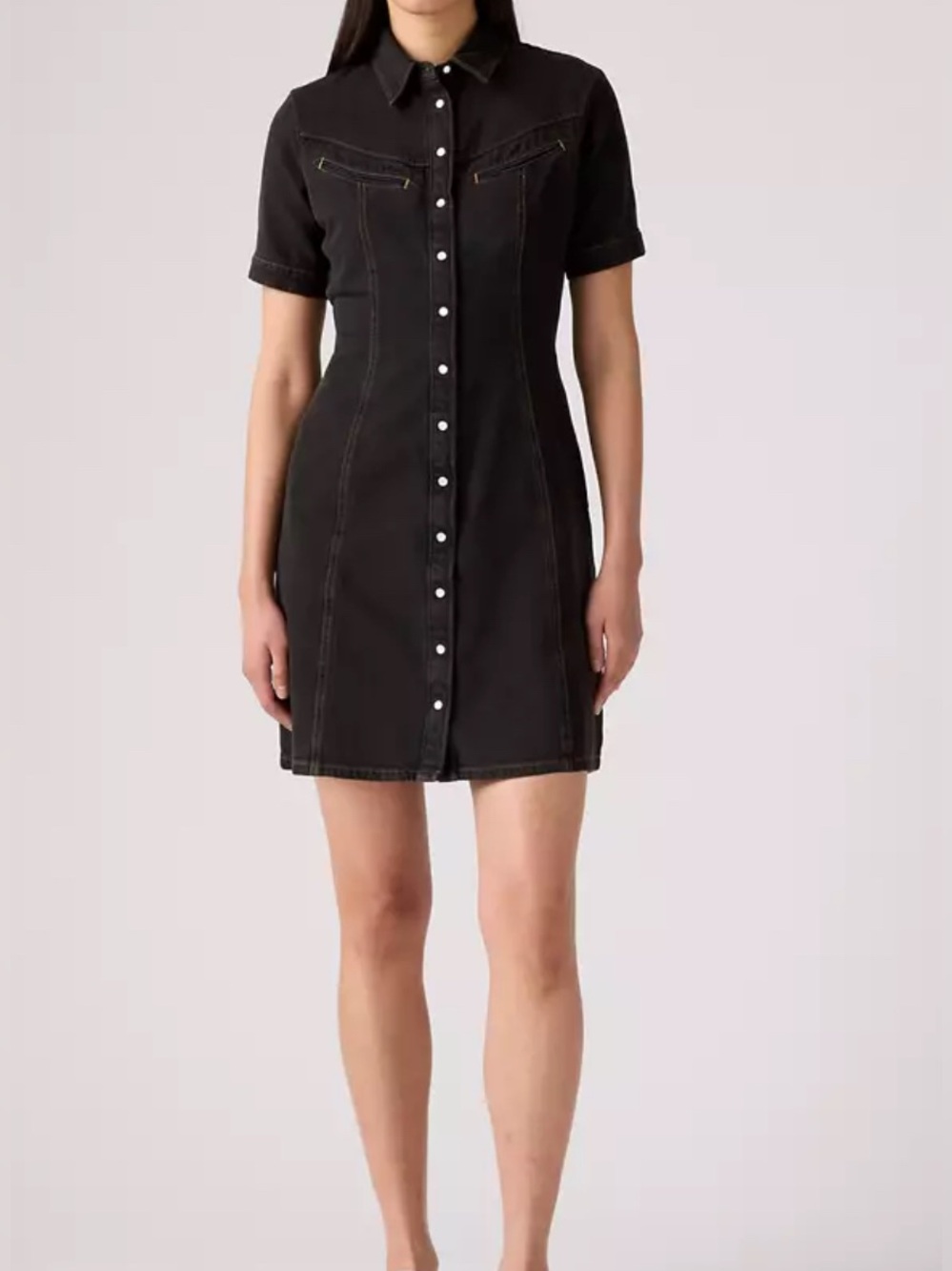 Levi’s Premium Women's Rinoa Short-Sleeve Denim Dress Black Size M